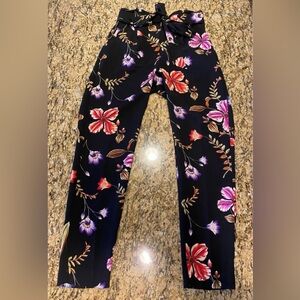 Express Black Floral Women's Trousers | Size 0R